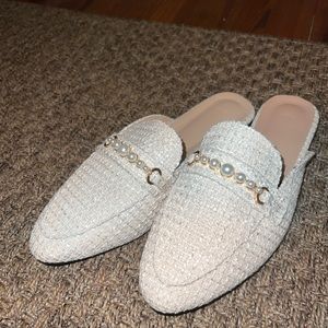 Never worn tweed and pearl mules!